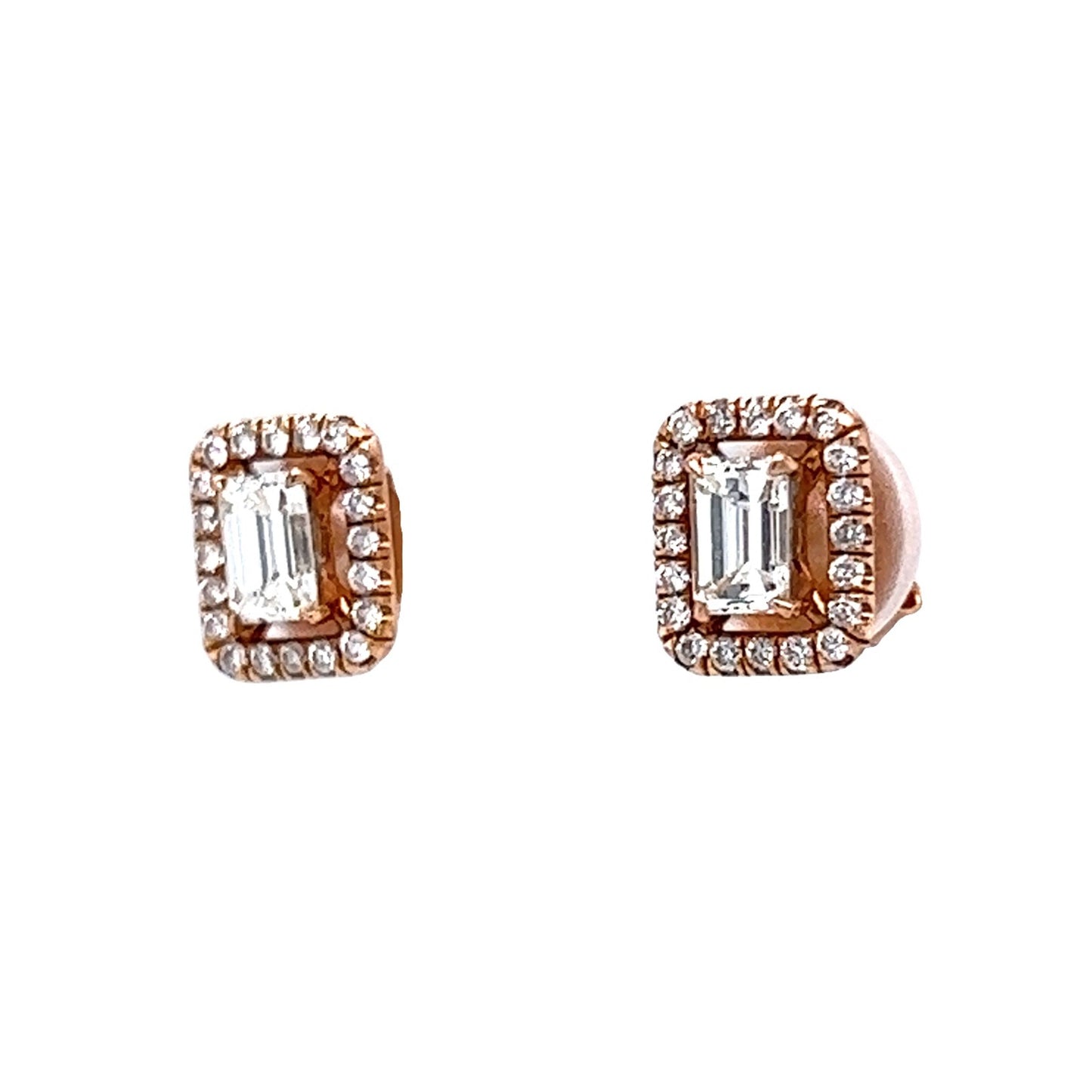 Halo Diamond Stud Earrings in 14k Rose Gold