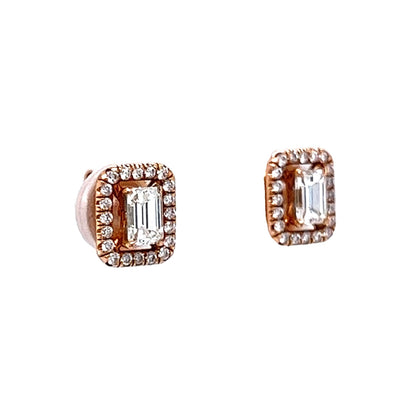 Halo Diamond Stud Earrings in 14k Rose Gold