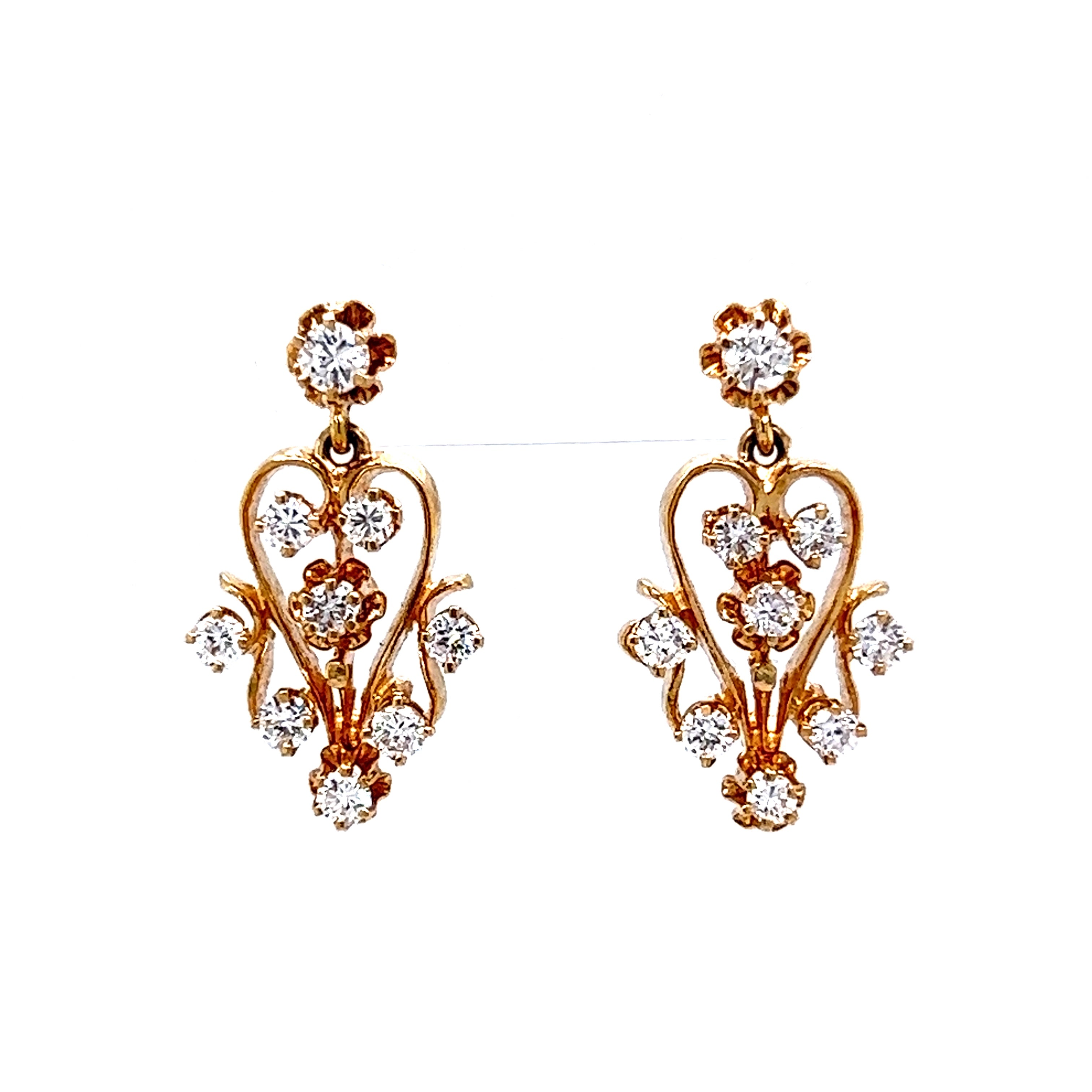 Downtown Diamond Drop Earrings 14K Yellow