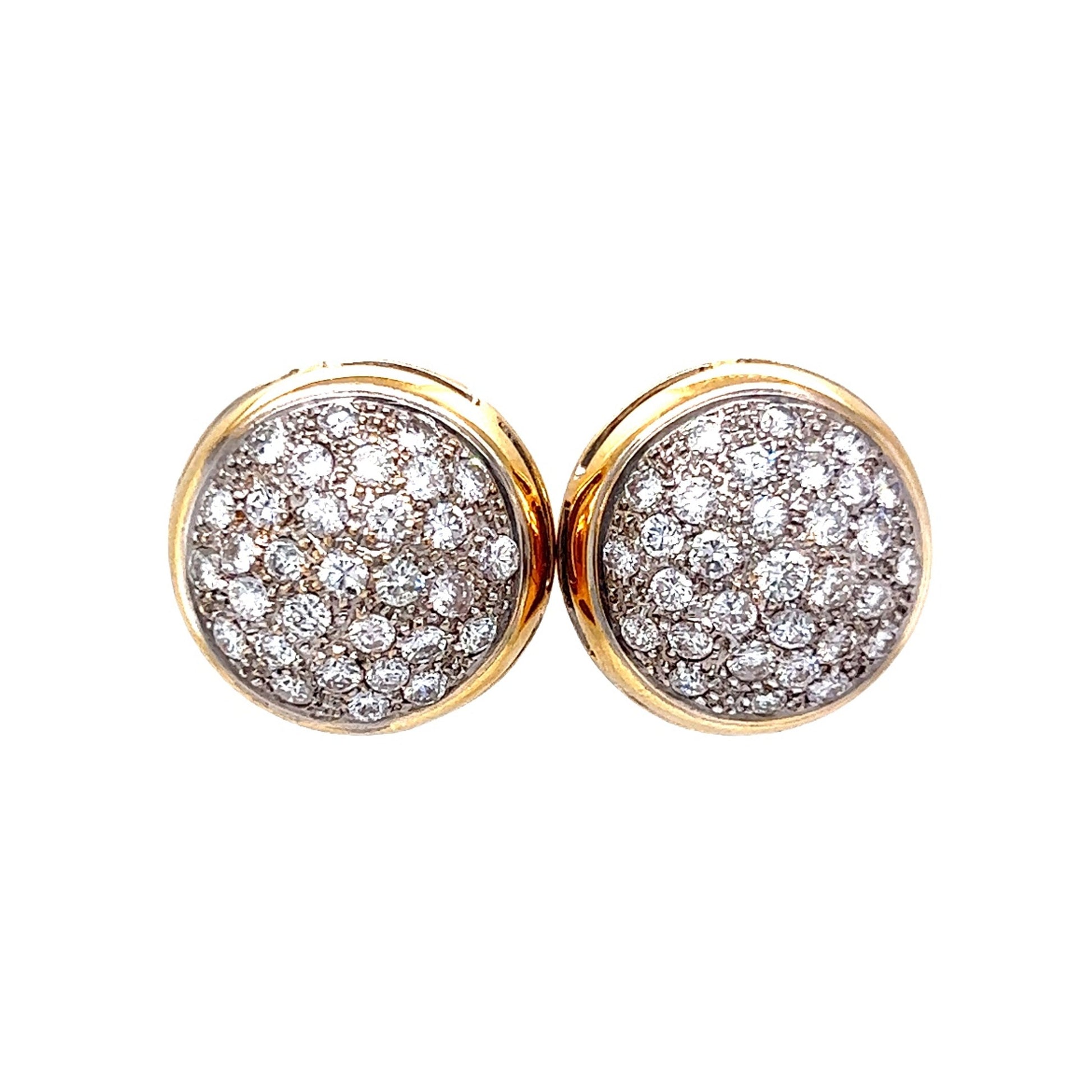 2.00 Pave Cluster Diamond Earrings 14K Yellow and White Gold