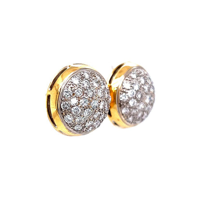 2.00 Pave Cluster Diamond Earrings 14K Yellow and White Gold