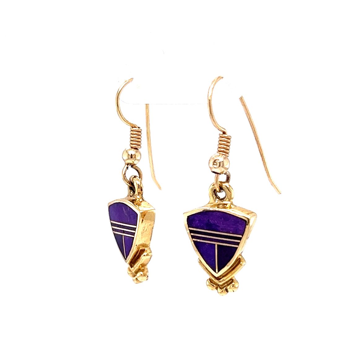 Purple Sugilite Drop Earrings in 14k Gold