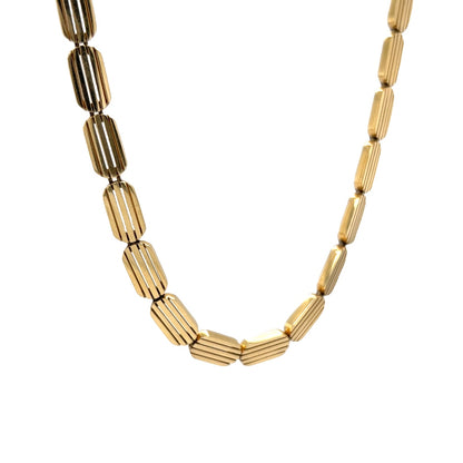 Mid-Century Decorative Chain Necklace in 14k Yellow Gold