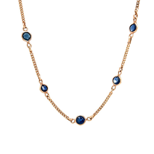 7.75 Bezel Set Sapphire Necklace in 18k Yellow Gold