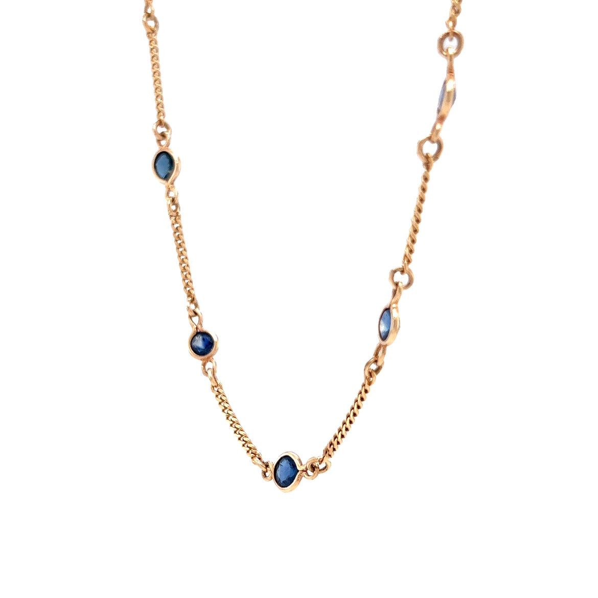 7.75 Bezel Set Sapphire Necklace in 18k Yellow Gold