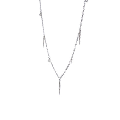 Bezel & Pave Diamond Necklace in 18K White Gold