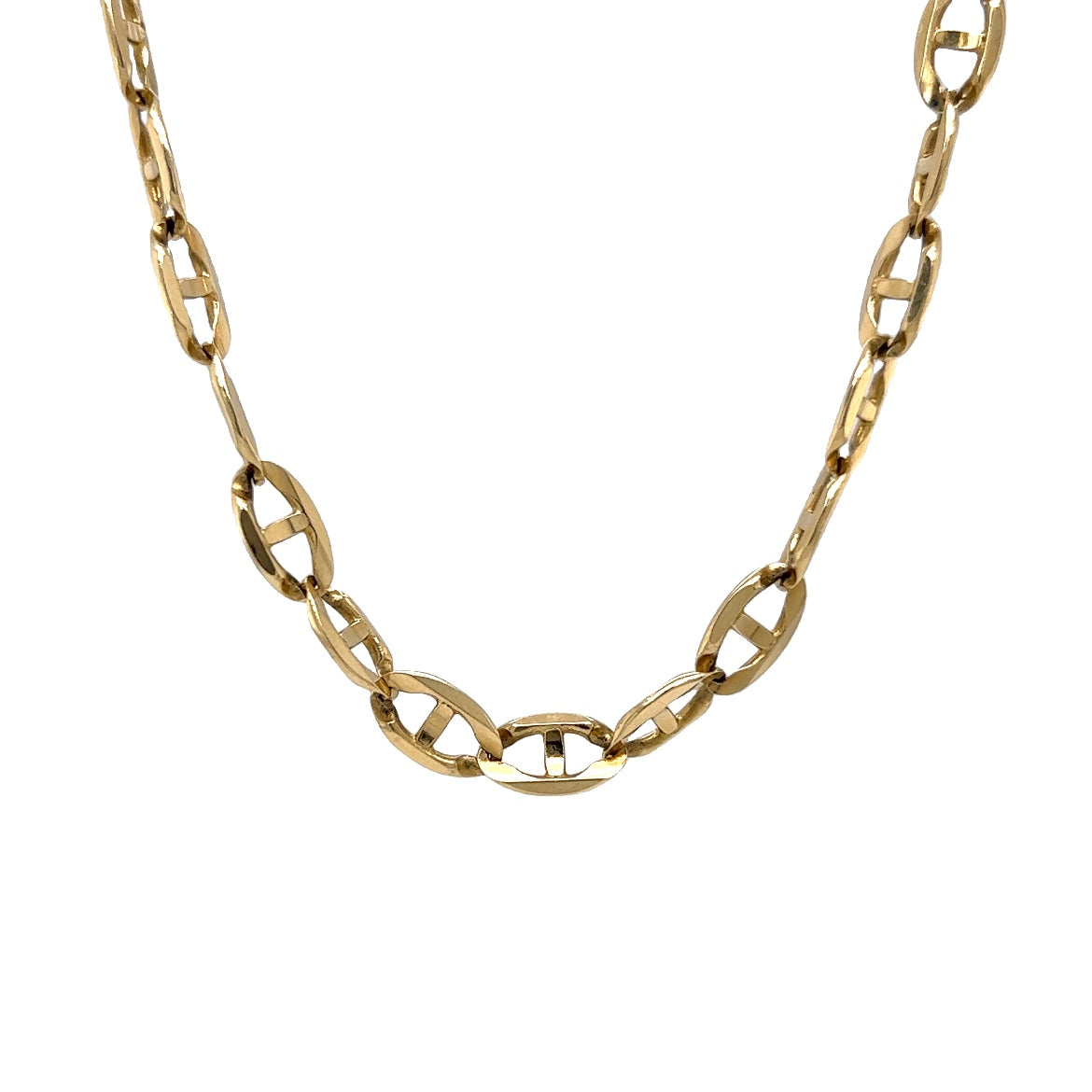 Men's Solid Mariner Link Necklace 14K Yellow Gold 6.9mm 22