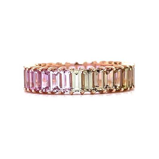 4.80 Emerald Cut Sapphire Eternity Band in 14k Rose Gold