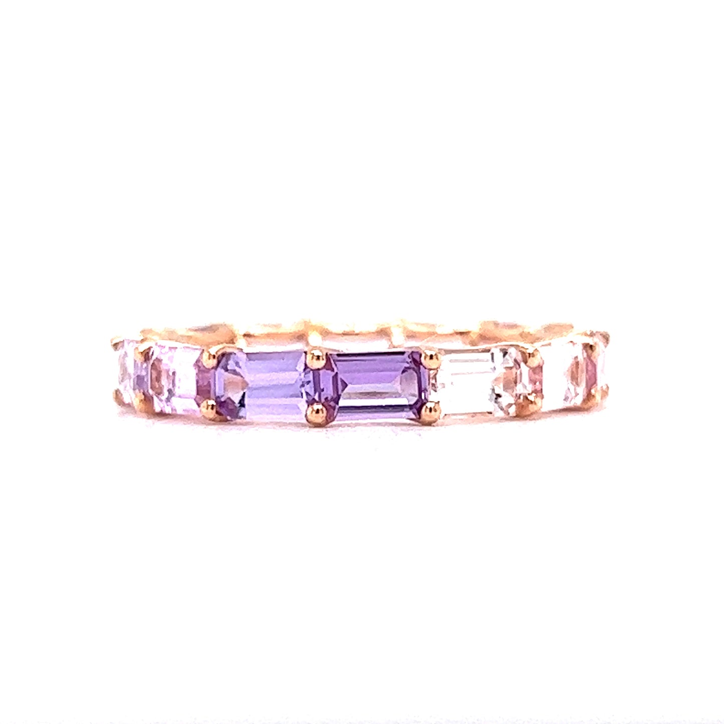 3.36 Emerald Cut Sapphire Eternity Band in 14k Rose Gold