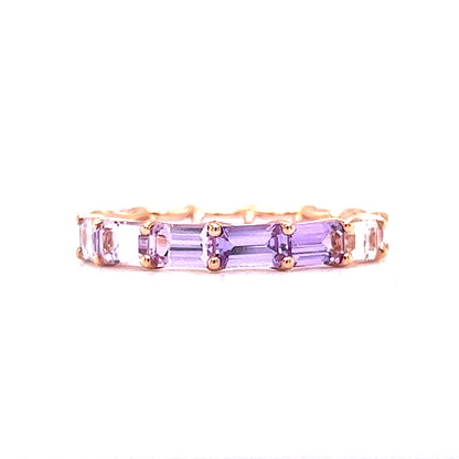 3.36 Emerald Cut Sapphire Eternity Band in 14k Rose Gold