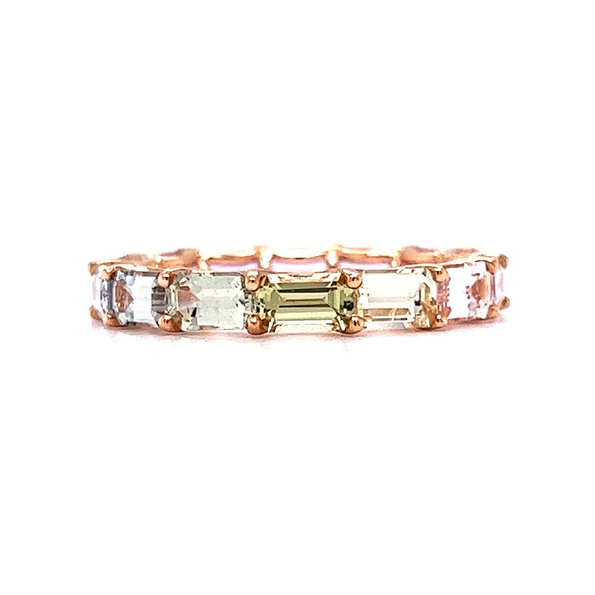 3.36 Emerald Cut Sapphire Eternity Band in 14k Rose Gold