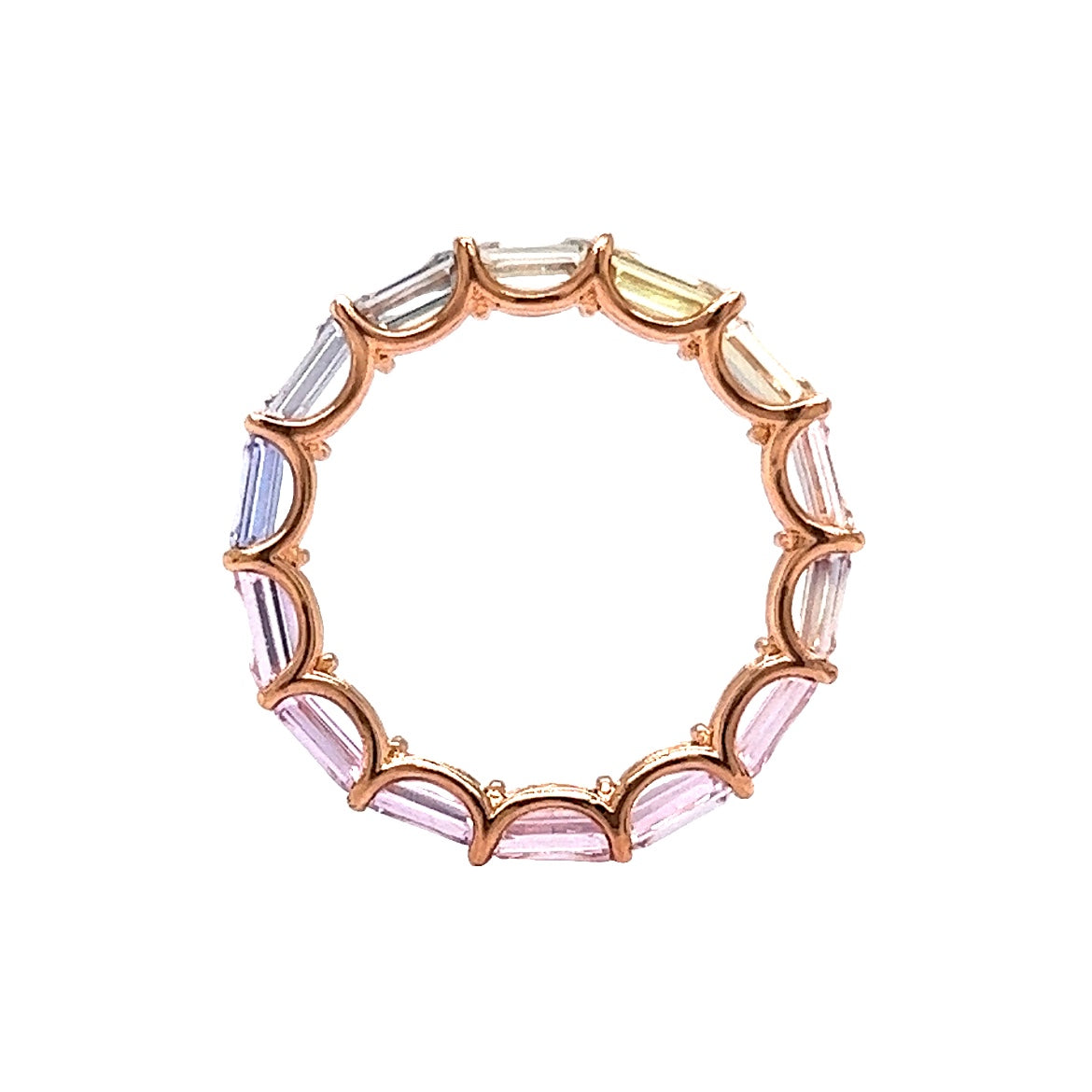 3.36 Emerald Cut Sapphire Eternity Band in 14k Rose Gold