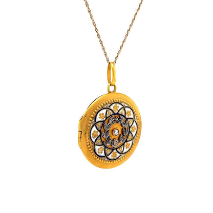 Vintage Victorian Diamond Locket Pendant in 14k Yellow Gold