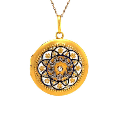 Vintage Victorian Diamond Locket Pendant in 14k Yellow Gold