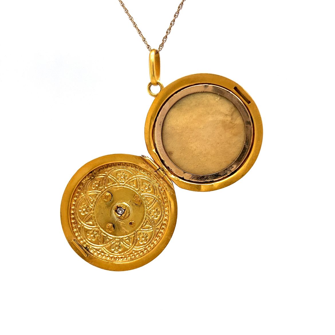 Vintage Victorian Diamond Locket Pendant in 14k Yellow Gold