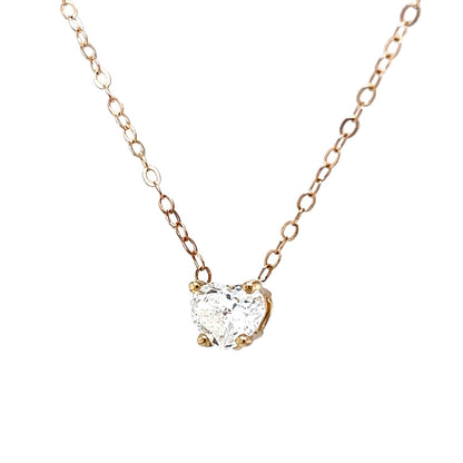 .95 Diamond Heart Pendant Necklace in 14k Yellow Gold