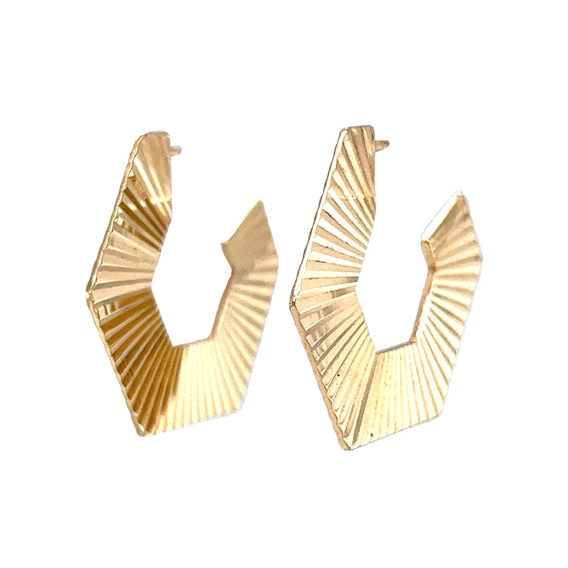 Textured Geometric Hoop Earrings in 14k Yellow Gold