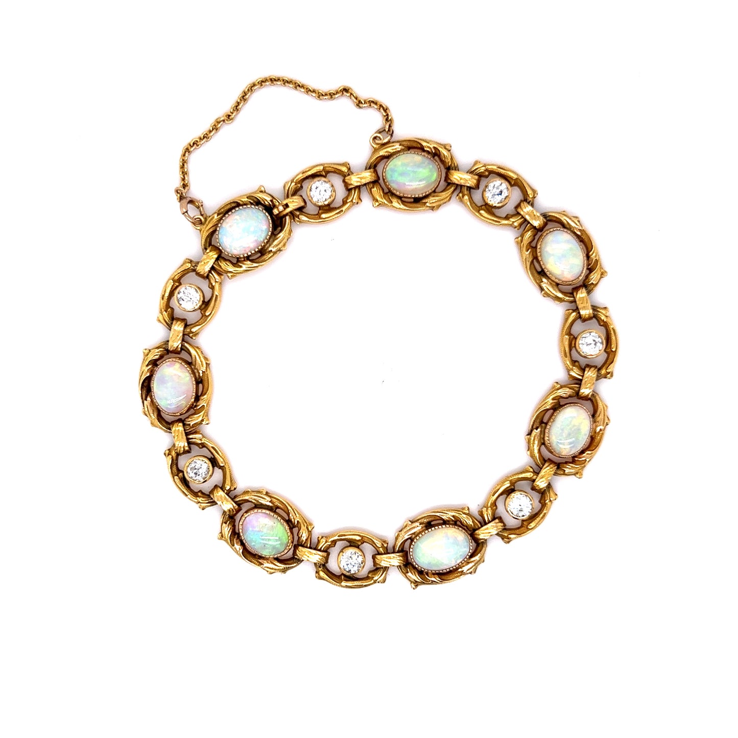 Vintage Art Nouveau Bracelet w Opals & Diamonds