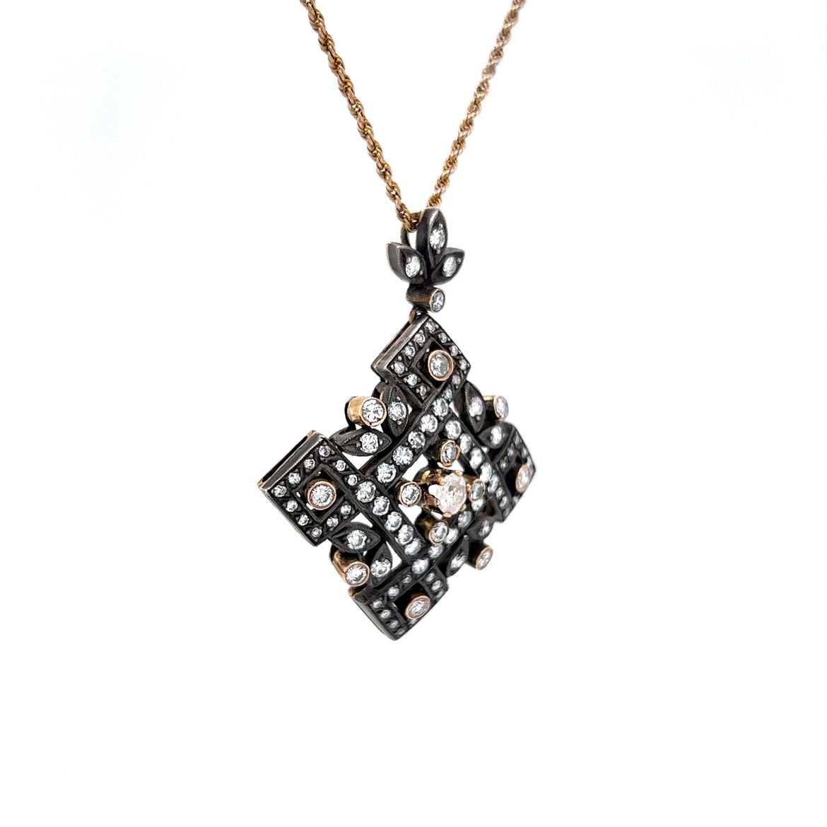 1.50 Carat Diamond Pendant in Yellow Gold & Sterling Silver