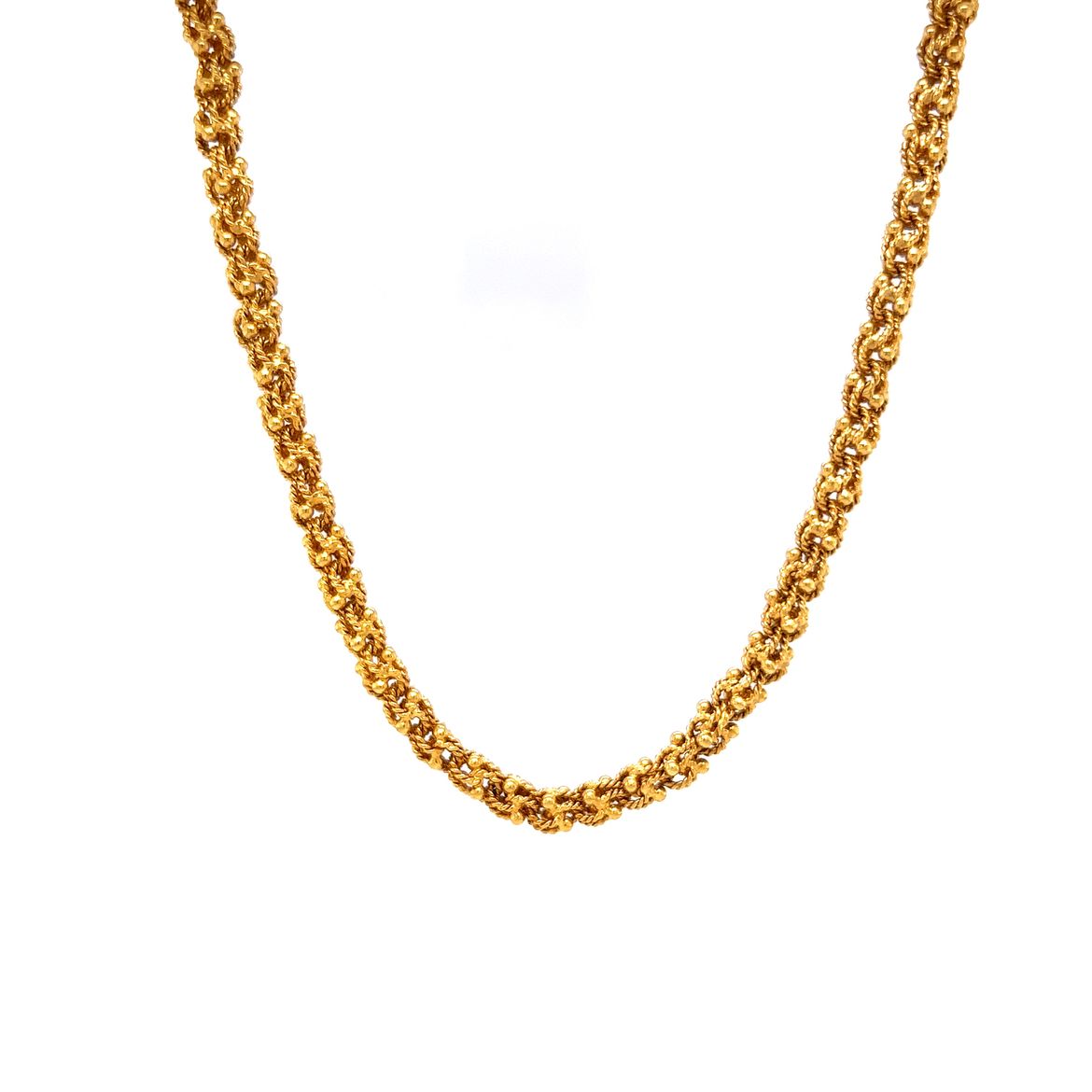 Gold Chain Necklace - African Bead Chain - 18-karat Yellow Gold Chain 20