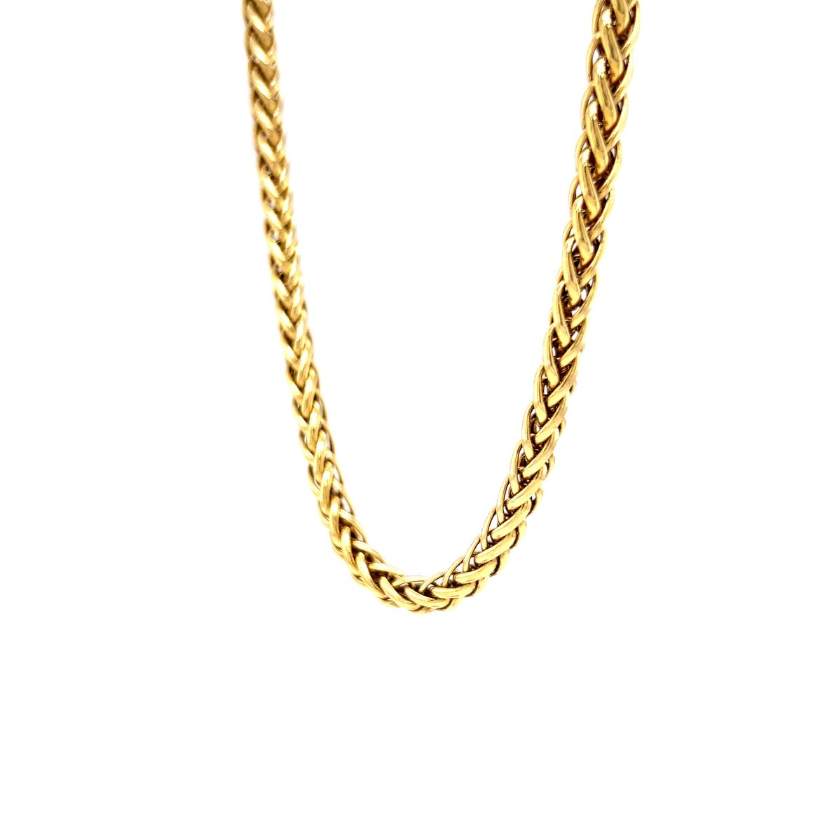 18 Inch Wheat Chain Necklace in 14k Yellow Gold