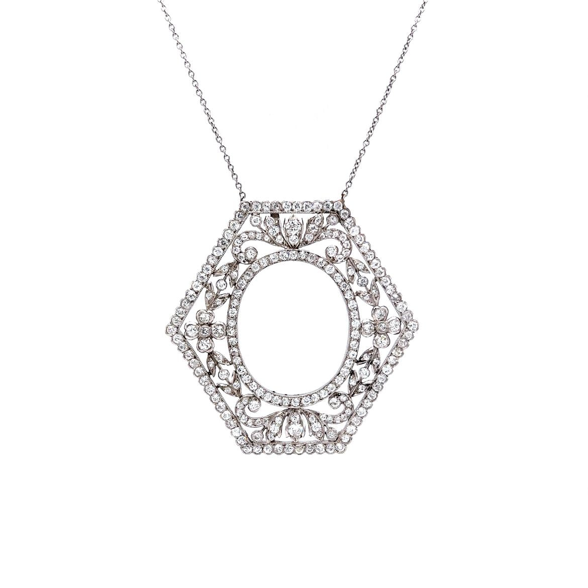 Art Deco Filigree diamond Necklace In 18K White Gold | Fascinating Diamonds