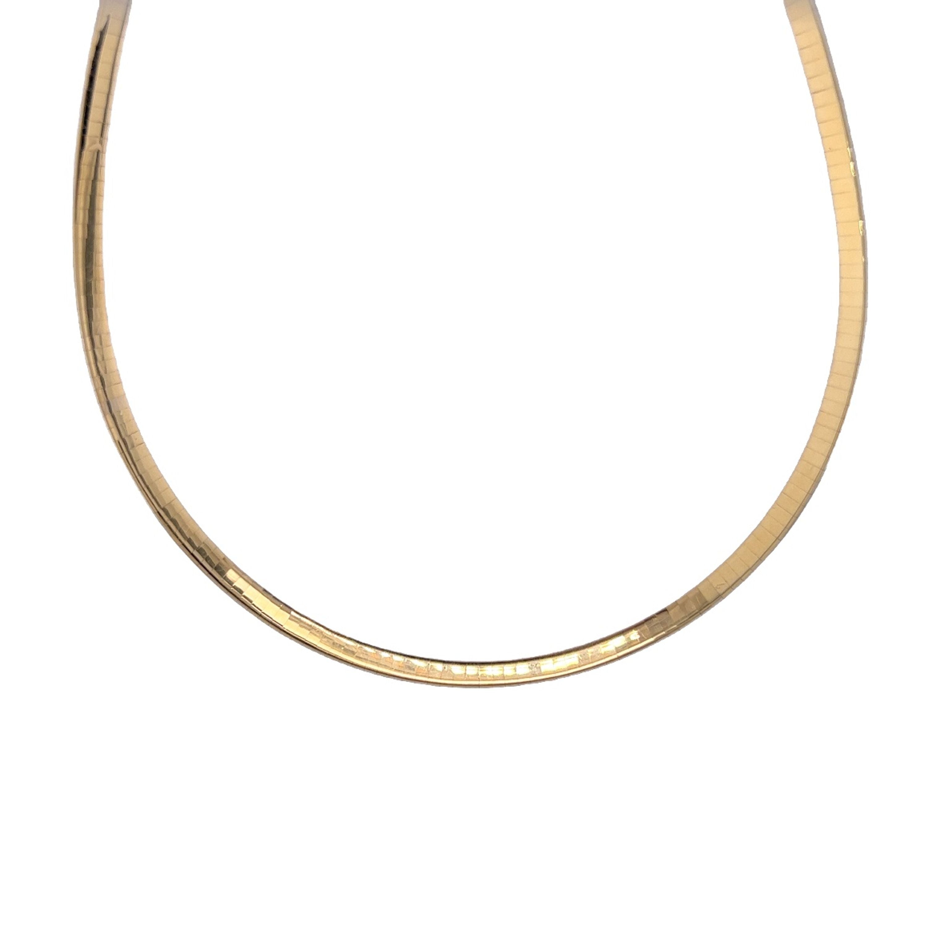 Floreo 14k Yellow Gold and 925 Sterling Silver 4mm Reversible Omega Chain  Necklace