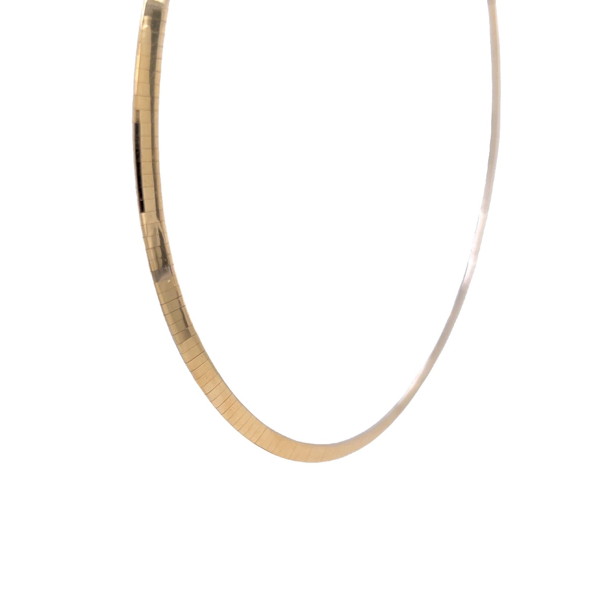 Two-Tone Reversible Omega Necklace in 14k GoldComposition: 14 Karat White Gold/14 Karat Yellow Gold Total Gram Weight: 16.9 g Inscription: 14K ITALY SAK
      
