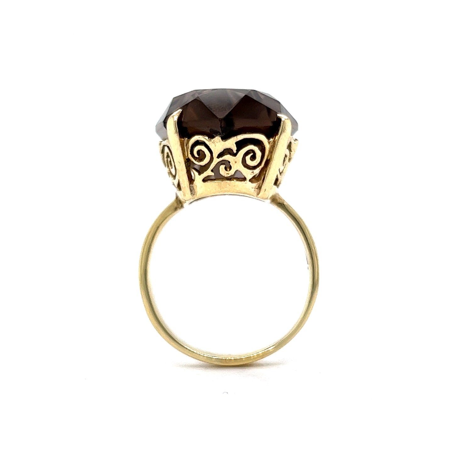 Smoky Quartz Filigree Cocktail Ring in 18k Yellow Gold