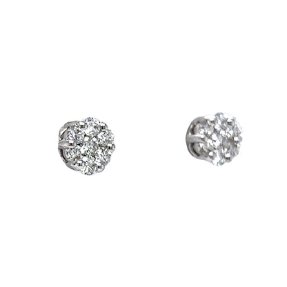 .49 Diamond Cluster Earrings in 14k White Gold
