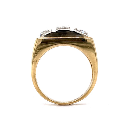 Right Hand Ring Modern 1.10 Round Brilliant Cut Diamonds in 14K Yellow Gold