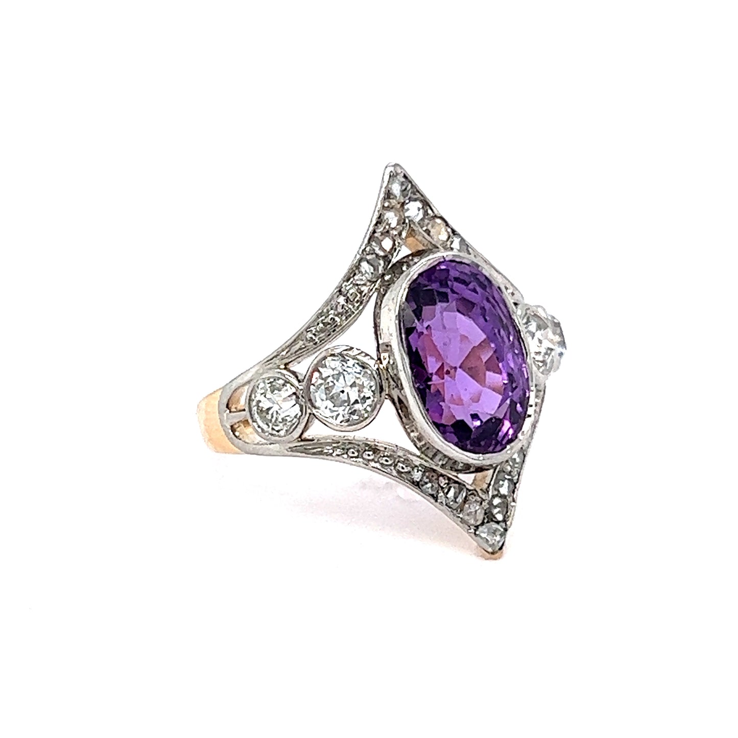 3.67 Vintage Edwardian Pink Sapphire & Diamond Right Hand Ring