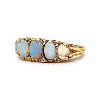 Antique Victorian Cabochon Opal Ring in 14k Yellow Gold