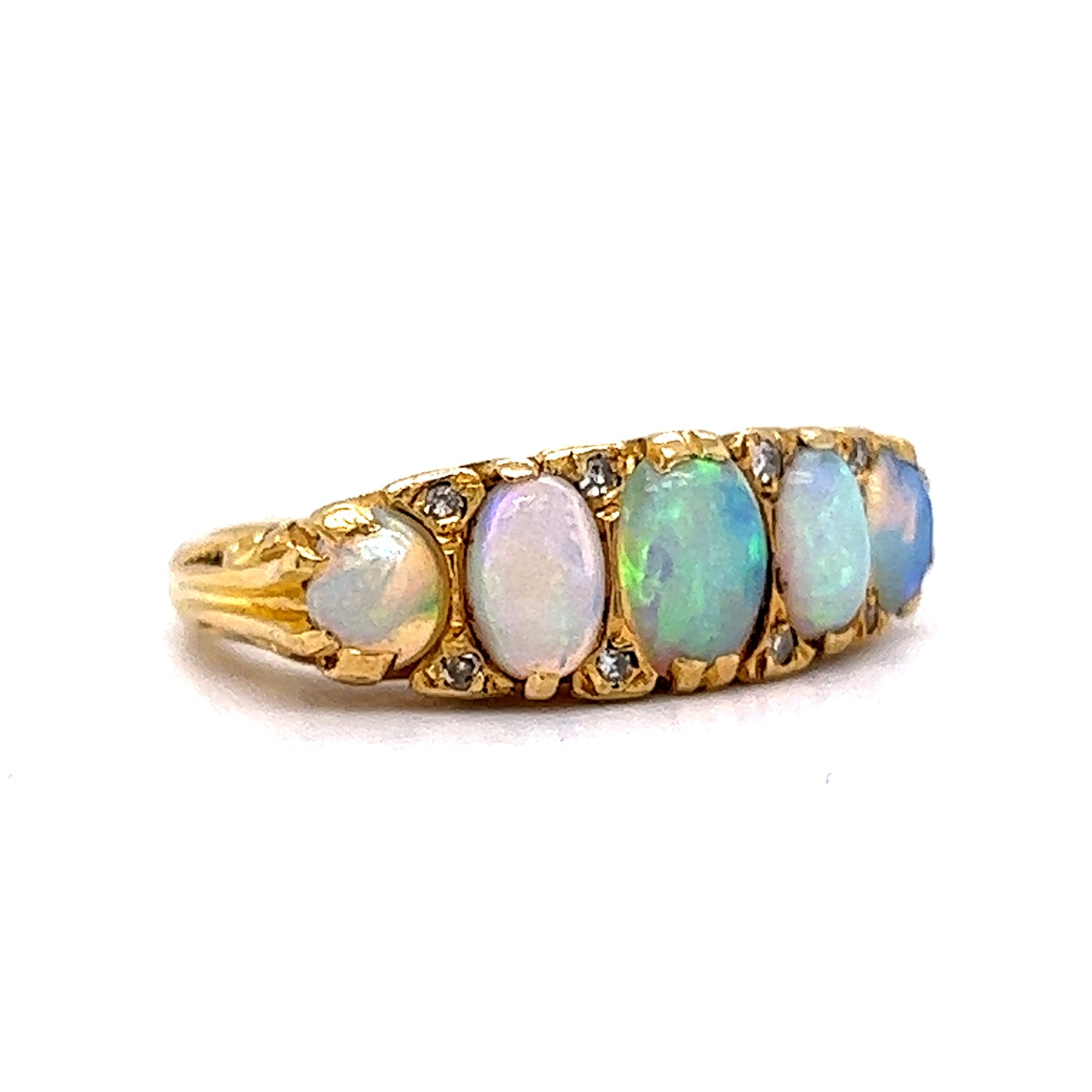 Antique Victorian Cabochon Opal Ring in 14k Yellow Gold