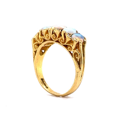 Antique Victorian Cabochon Opal Ring in 14k Yellow Gold