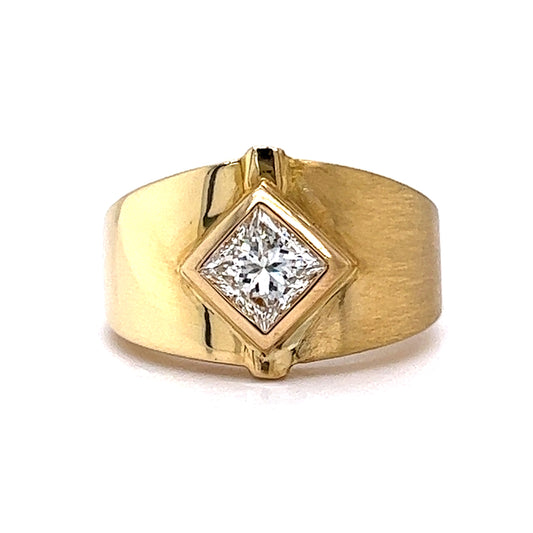 1.05 Diamond Bezel Right Hand Ring in 14k Yellow Gold