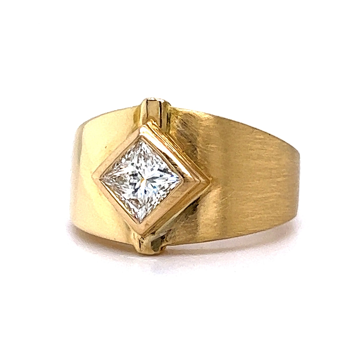 1.05 Diamond Bezel Right Hand Ring in 14k Yellow Gold