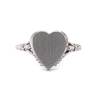 Heart Shaped Signet Ring in 14k White Gold