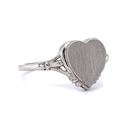 Heart Shaped Signet Ring in 14k White Gold