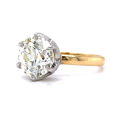 3.17 Old European Cut Solitaire Engagement Ring in 14k Yellow Gold