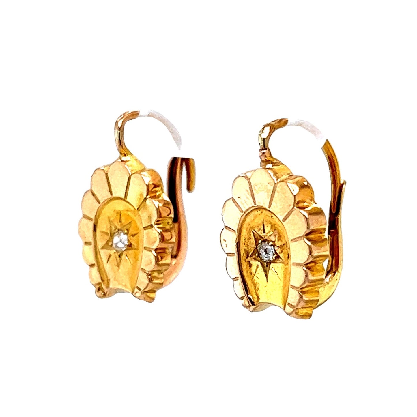 Victorian Inspired Diamond Drop Earrings in 14k Yellow Gold