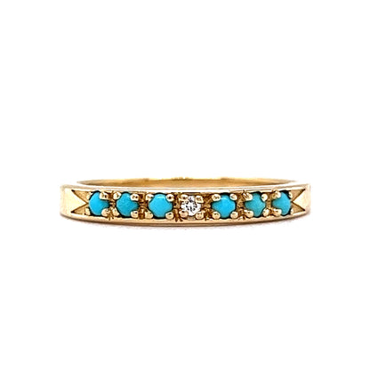 Diamond & Turquoise Stacking Ring in 14k Yellow Gold