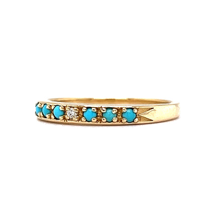 Diamond & Turquoise Stacking Ring in 14k Yellow Gold