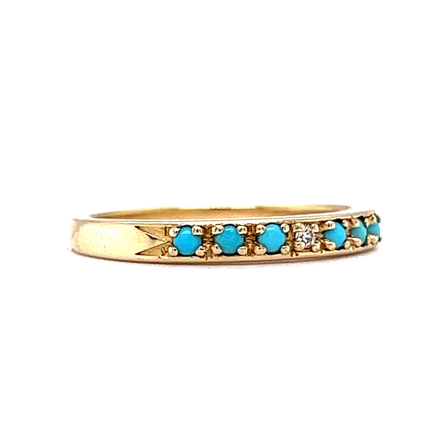 Diamond & Turquoise Stacking Ring in 14k Yellow Gold