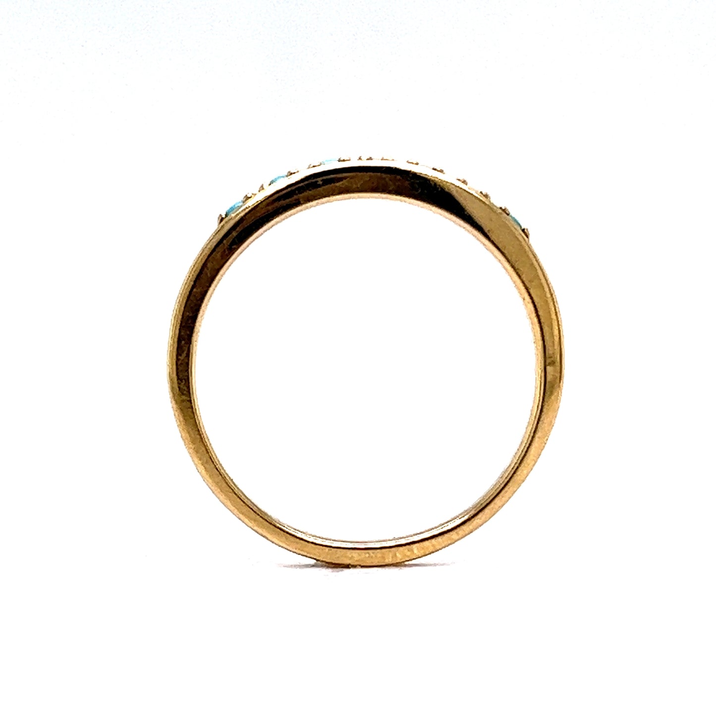 Diamond & Turquoise Stacking Ring in 14k Yellow Gold