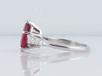 Modern Classic 2.06 Pear Shape Ruby and Diamond Ring in Platinum