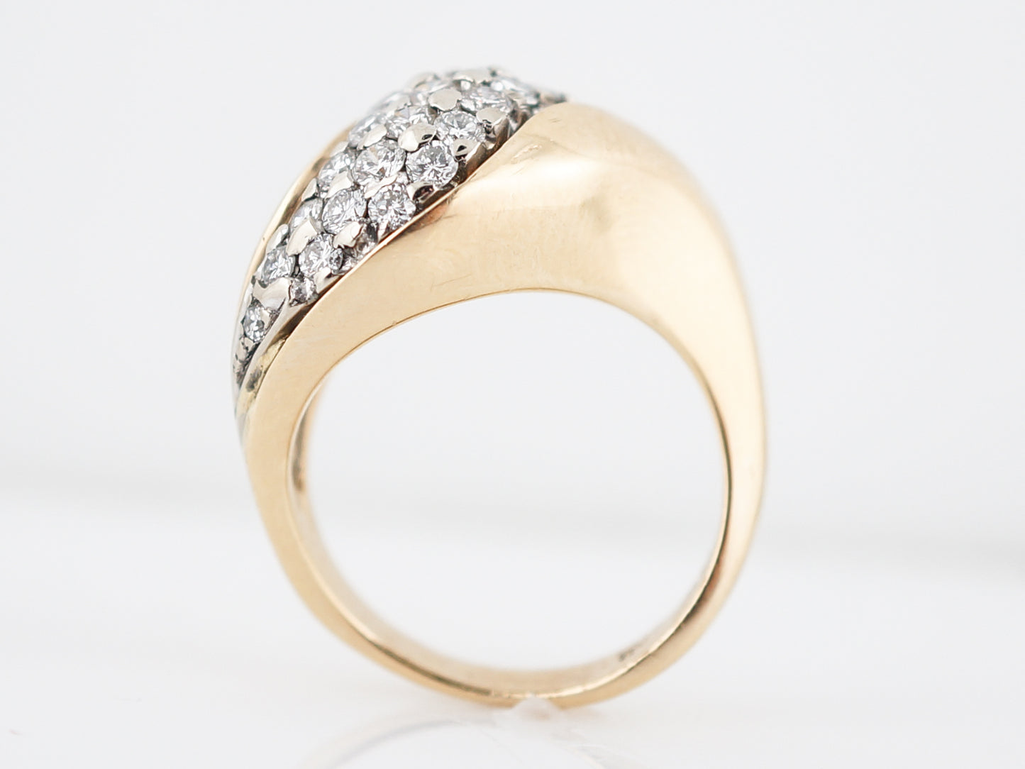 Modern Cocktail Ring 1.25 Pave Diamonds in 14K Yellow Gold