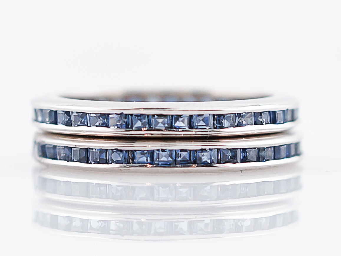 Eternity Wedding Band Modern 1.17 Square Cut Sapphire in 14k White Gold