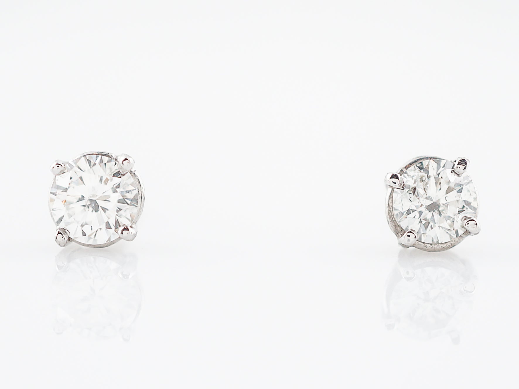 Earrings Studs Modern .71 Round Brilliant Cut Diamonds in 14k White Gold