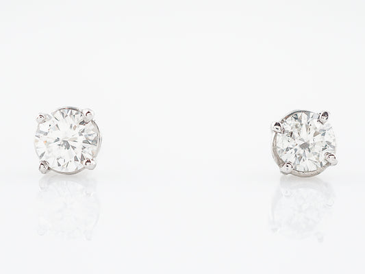 Earrings Studs Modern .71 Round Brilliant Cut Diamonds in 14k White Gold